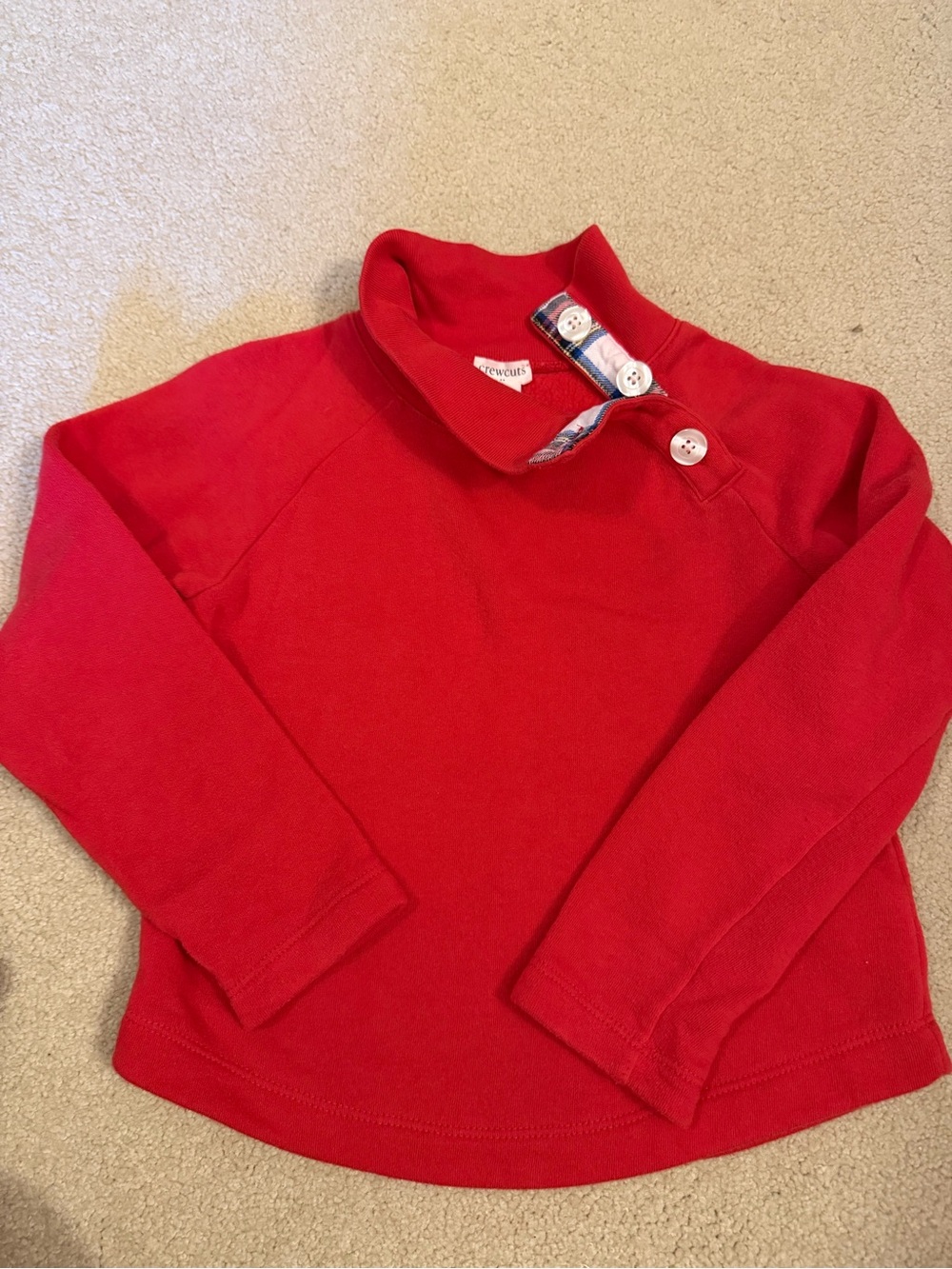 J. Crew Factory Kids Red Pullover Sweatshirt with Button Collar